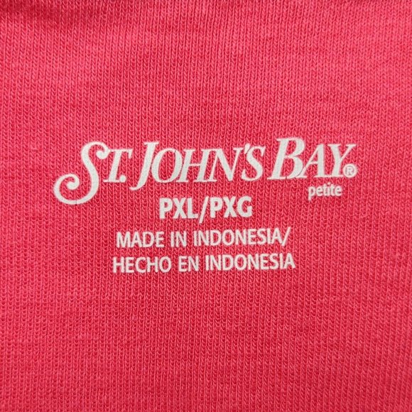 St.John's Bay Women's Petites Red Mock Layered White V-Neck Short Sleeve Top PXL - Picture 3 of 4